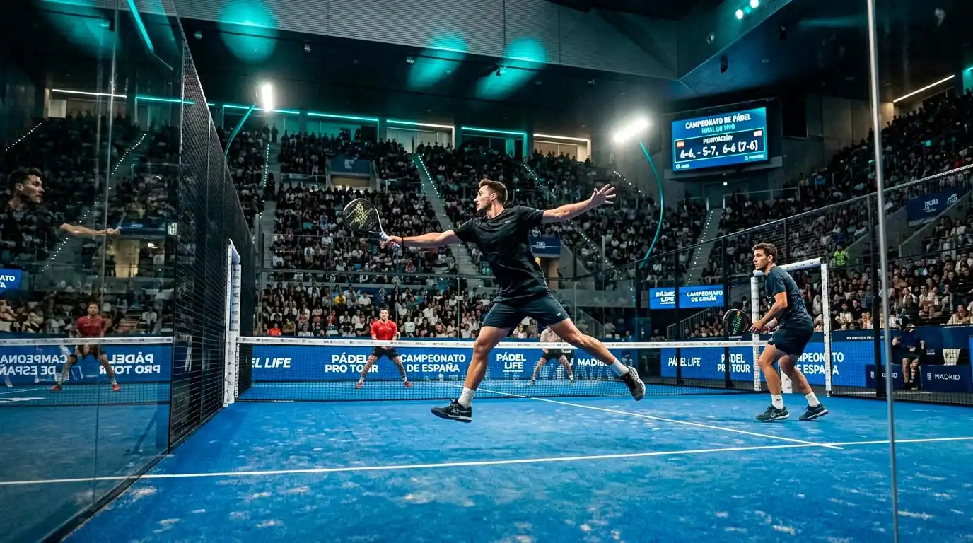 Pista de pádel profesional durante un torneo de Premier Padel