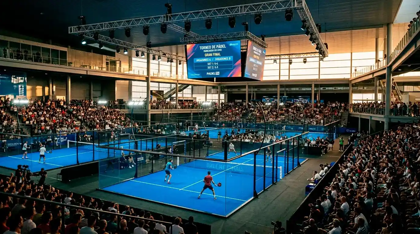 Torneo de Premier Padel con jugadores profesionales en pista indoor